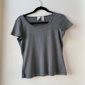 Emma James Grey Slight Shimmering Short Sleeve Top Size S